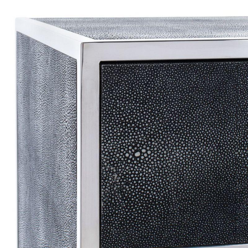 Tammy 1 Drawer Faux Shagreen Nightstand - BLACK/SILVER - Safavieh.