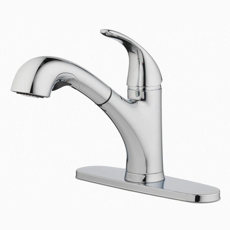 Pacifica Traditional Chrome High-Arc Kitchen Faucet with Pull-Out Spray