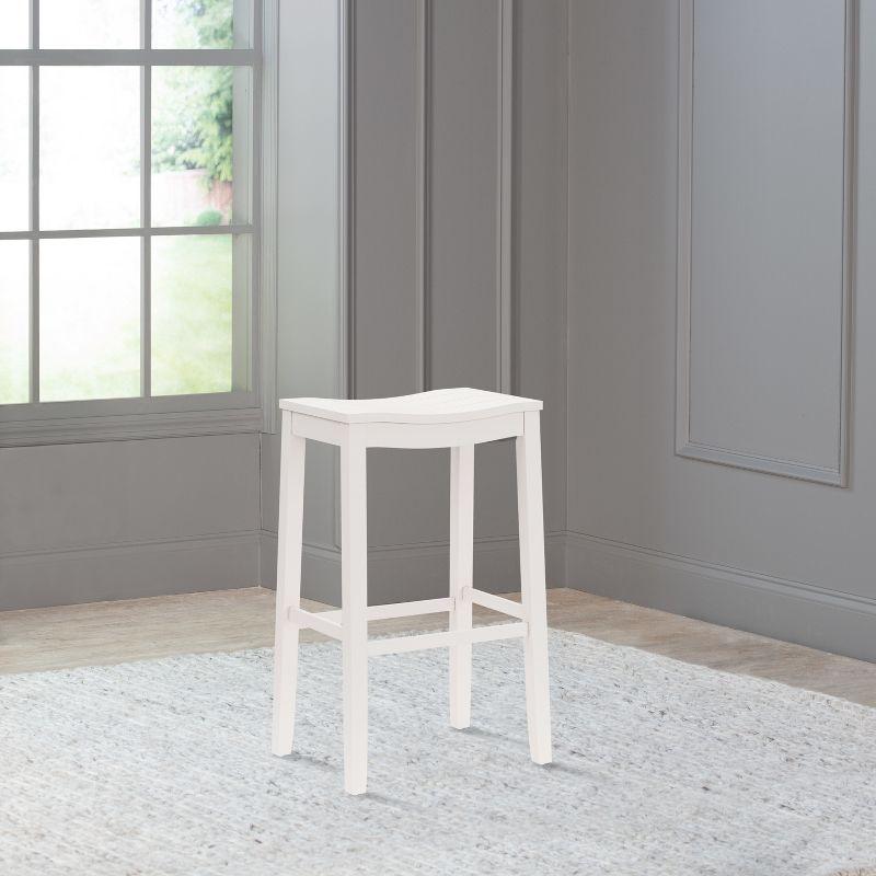 30" White Wood Backless Saddle Bar Stool