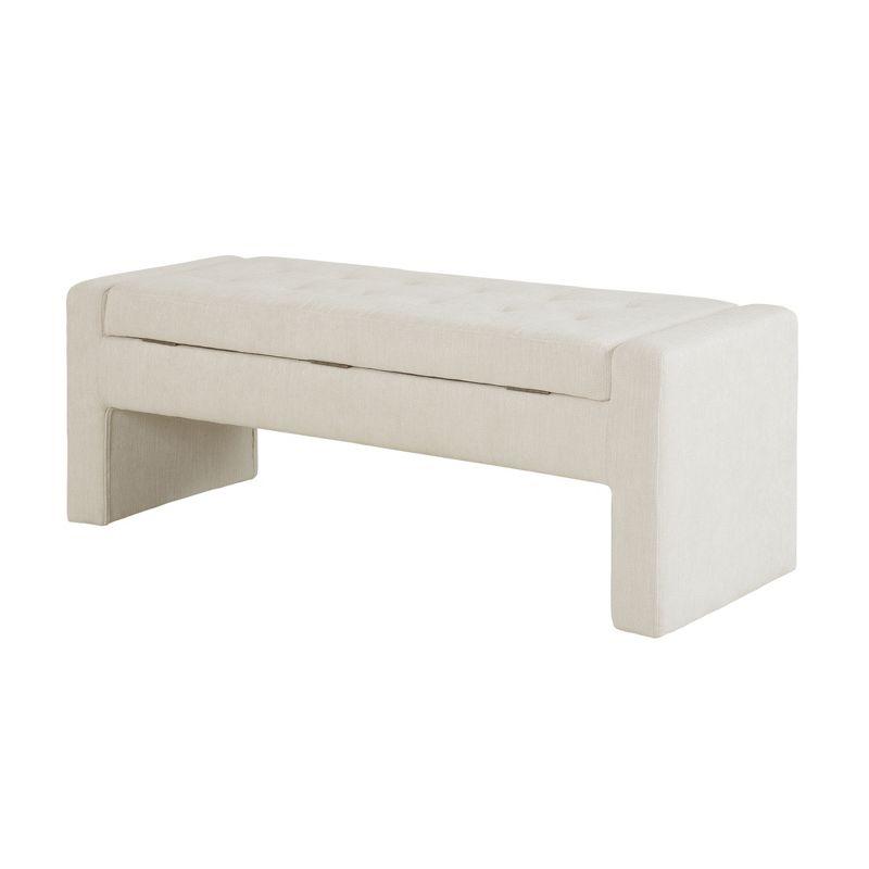 Gillian Cream Upholstered Storage Bench with Flip Top