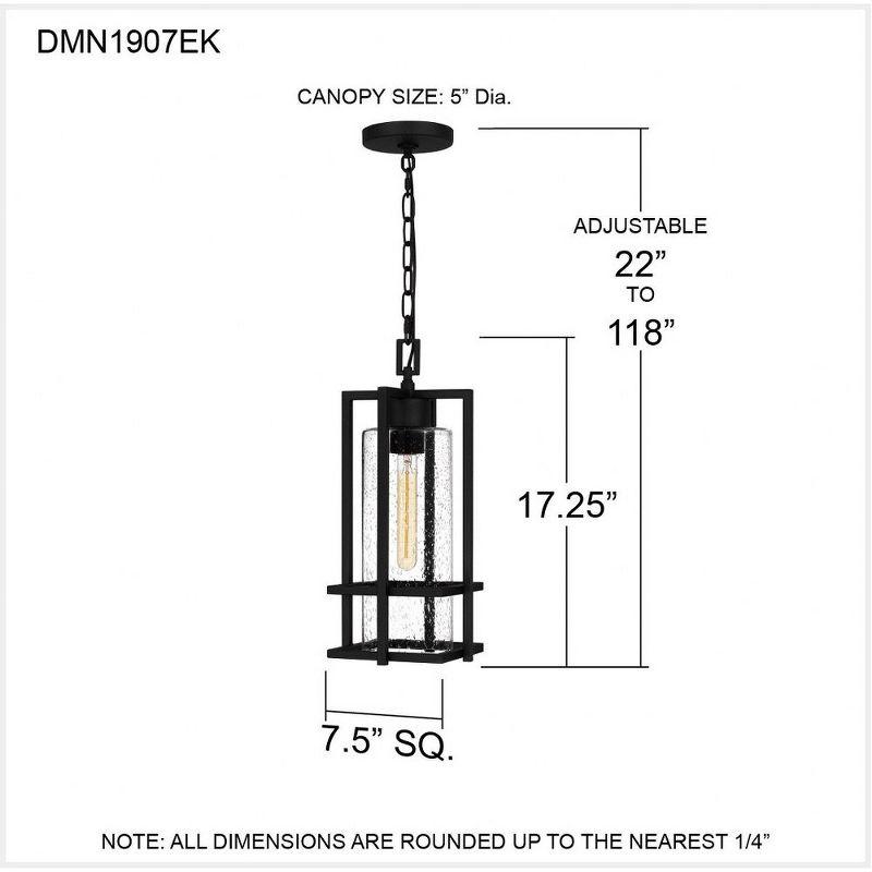 Damien Black Aluminum Outdoor Hanging Lantern with Seeded Glass