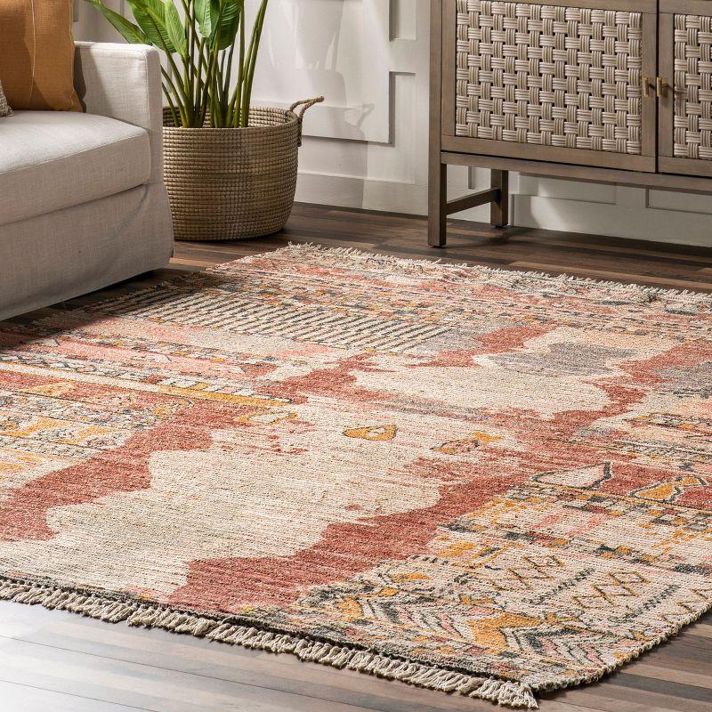 Nuloom Hermina Abstract 8x10 Jute Indoor Area Rug for Dining Room Rug Neutral Rug Living Room Rug Kitchen, Multicolor/Ivory