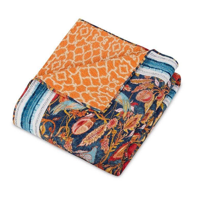 Peacock Garden Quilt & Sham Set Blue/Orange - Dena Home