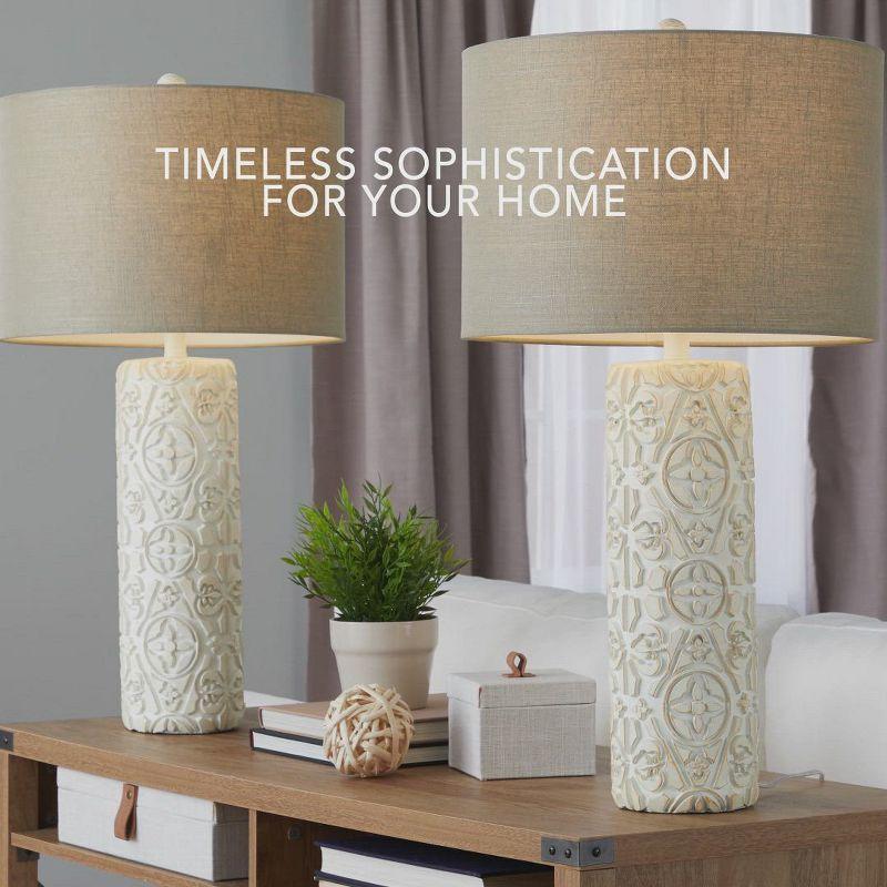 LumiSource (Set of 2) Charlotte 30" Contemporary Polyresin Table Lamps Brushed Taos Brown with Beige Linen Shade from Grandview Gallery: UL Listed