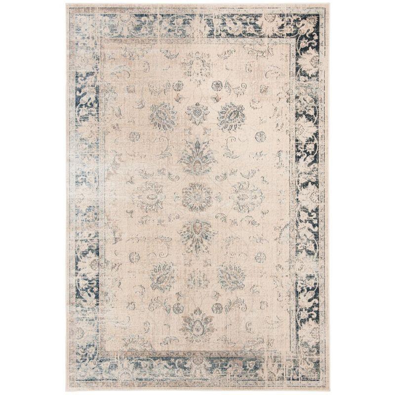 Vintage VTG117 Power Loomed Indoor Skid-Resistant Area Rug - Stone/Blue - 5'3"x7'6" - Safavieh