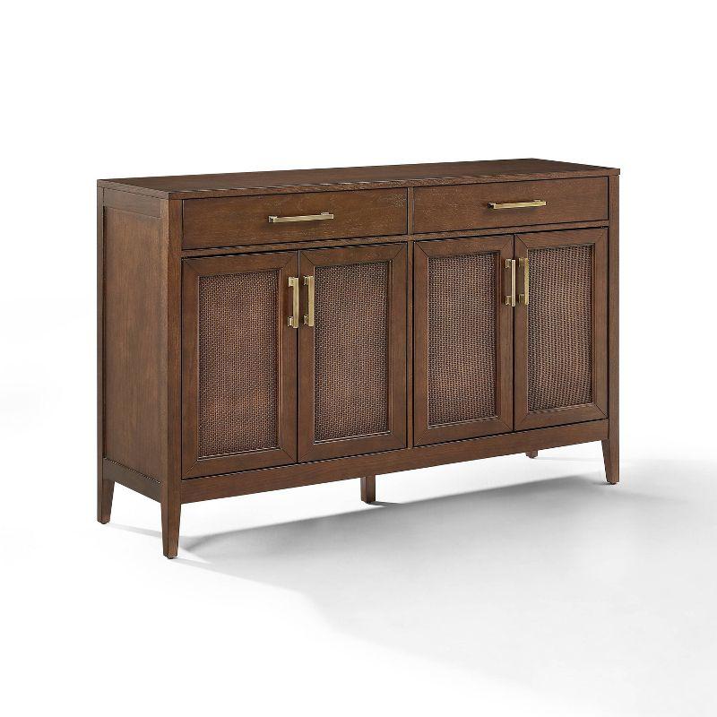 Milo Dark Brown Wood Sideboard with Rattan Panels