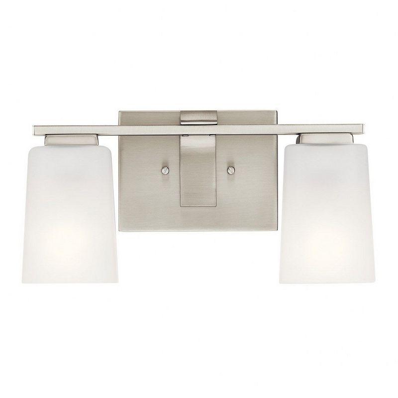 Brushed Nickel 2-Light Modern Vanity Fixture