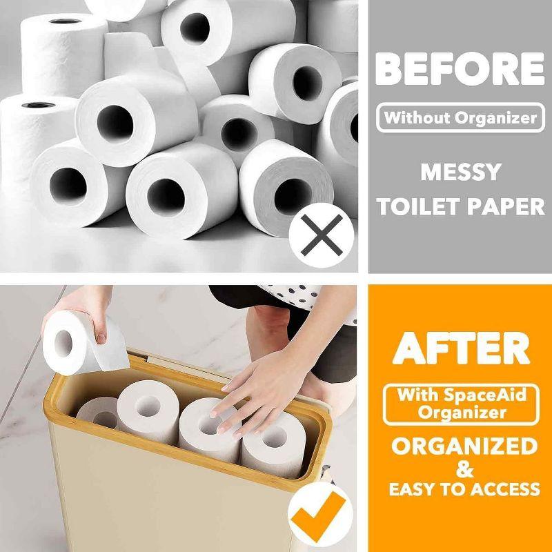 Extra Large Toilet Paper Storage With Lid, Holds Up To 24 Regular Rolls Or 18 Mega Rolls, Slim Basket Holder Bin Container For Bathroom Accessories Organizer