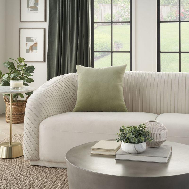 Mina Victory Sofia Solid Reversible Velvet 20" x 20" Green Indoor Throw Pillow