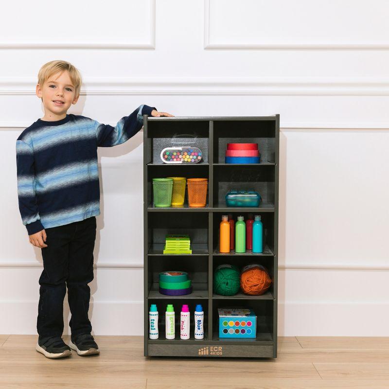 ECR4Kids 10 Cubby Mobile Tray Storage Cabinet, 5x2, Classroom Furniture