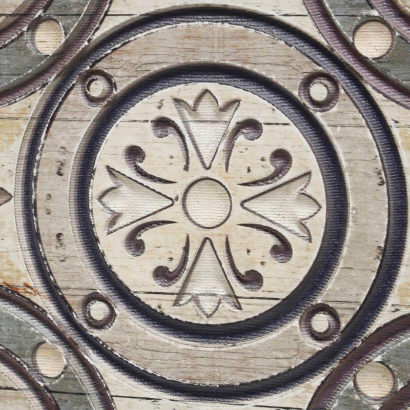 Wood Carved Lotus I Traditional Wooden Panel - StyleCraft: Embossed Geometric Shapes, Vertical Orientation