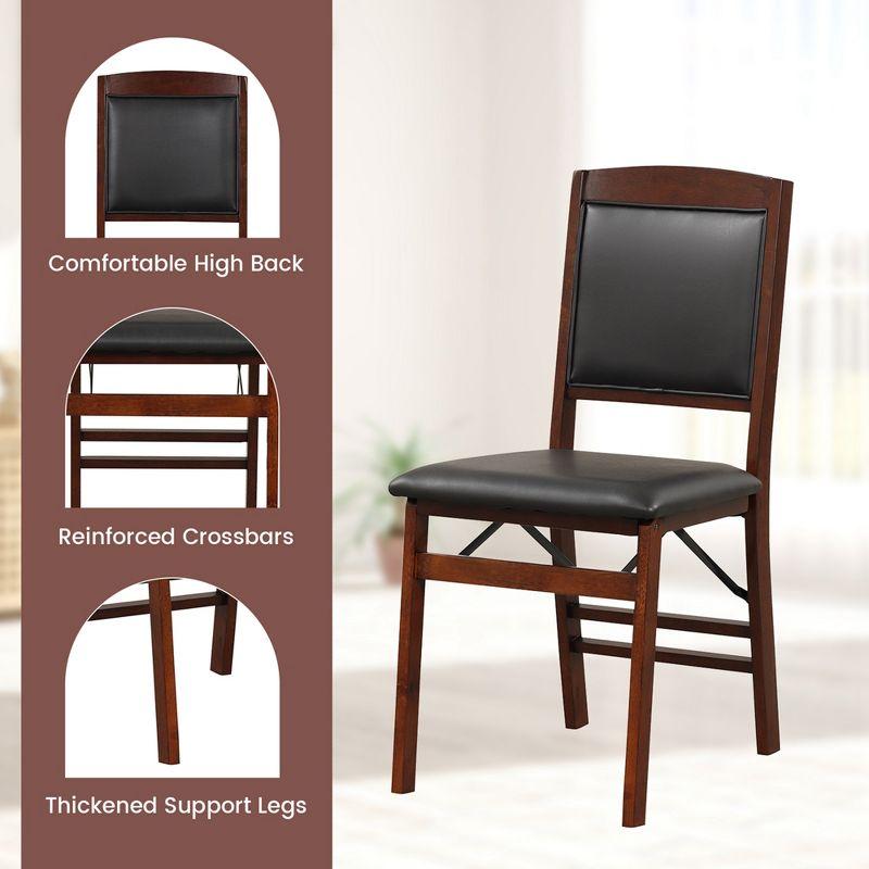 Costway 2 Pack Folding Dining Chairs Foldable Chairs with PVC Padded Seat & High Backrest