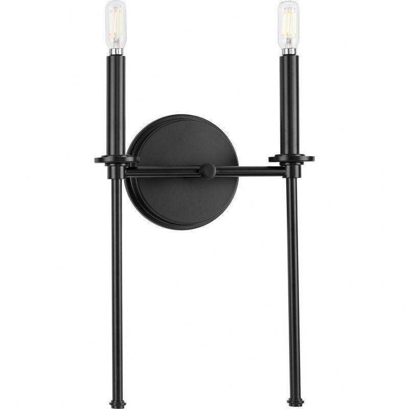 Progress Lighting Elara Collection 2-Light Bath Vanity Light, Matte Black, Clear Glass Cylinder