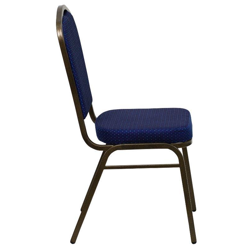 Navy Blue Patterned Fabric Stacking Banquet Chair with Gold Frame