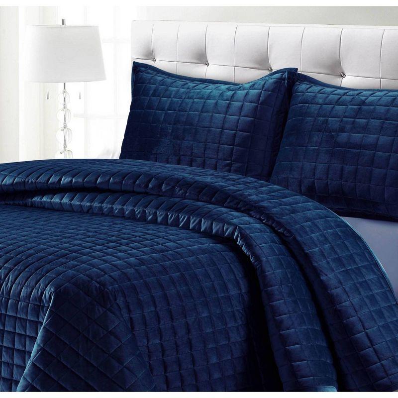 Tribeca Living Microfiber Reversible Glam Quilt Set & Reviews | Wayfair