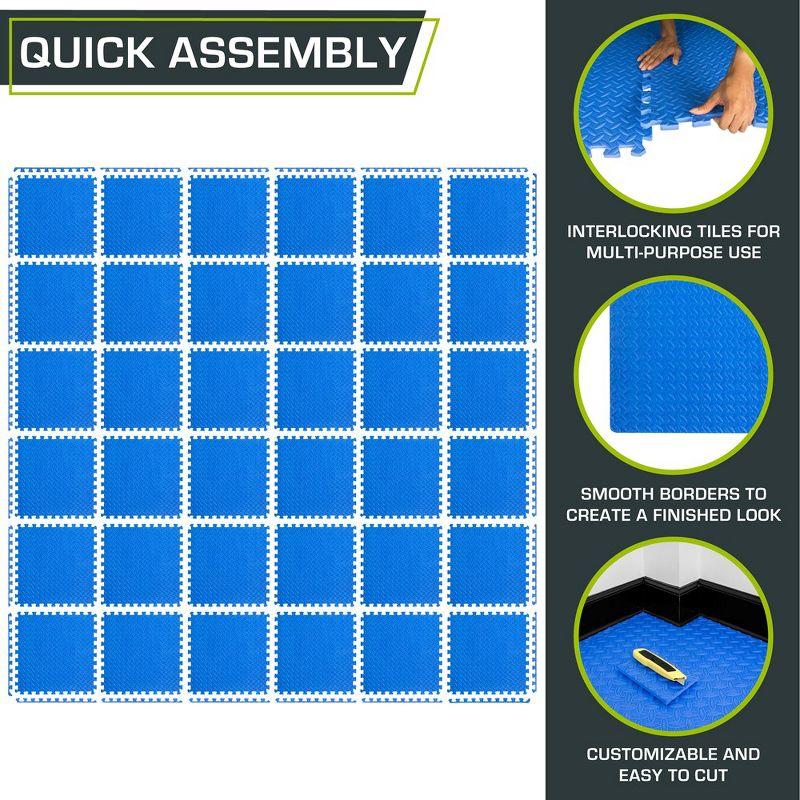 Exercise Puzzle Mat 1/2-in, Blue, 144 Sq Ft - 36 Tiles