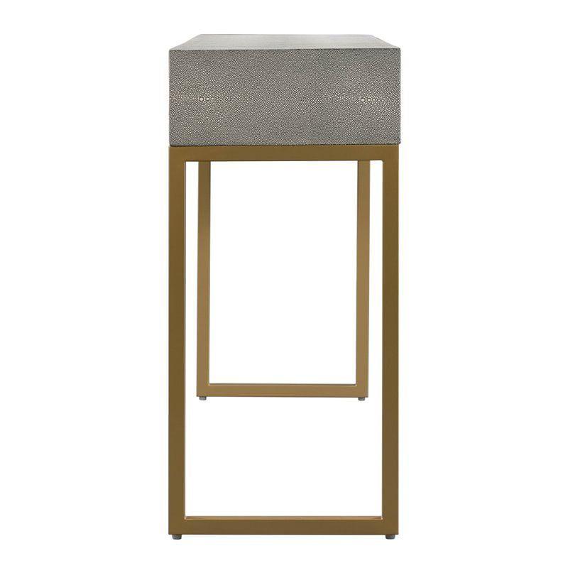 TOV Furniture Pesce 29.5"H Contemporary Wood Console Table in Gray/Brass