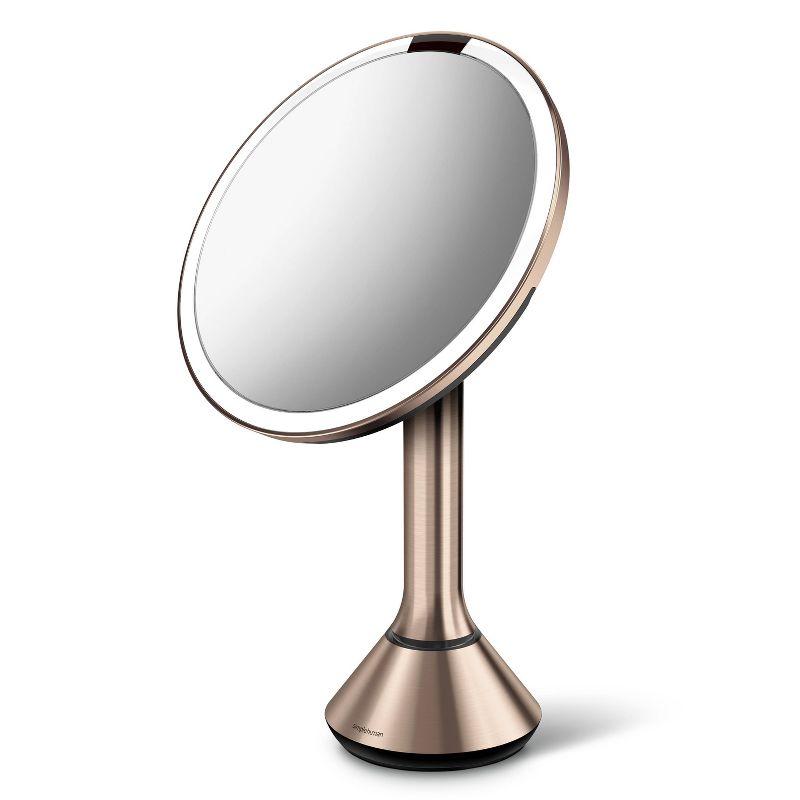 simplehuman 8" LED Light Sensor Makeup Mirror 5x Magnification Stainless Steel