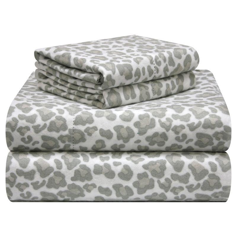 Pointehaven Flannel Animal Print Sheet Set