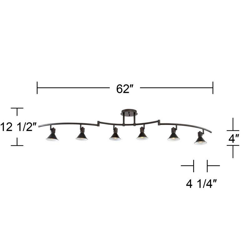 Pro Track Rhodes 6-Head LED Ceiling Track Light Fixture Kit Spot Light GU10 Brown Bronze Hood Metal Farmhouse Rustic Kitchen Bathroom 62" Wide