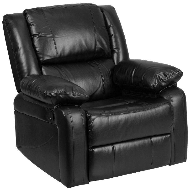 Contemporary Black LeatherSoft Metal Recliner with Plush Cushions