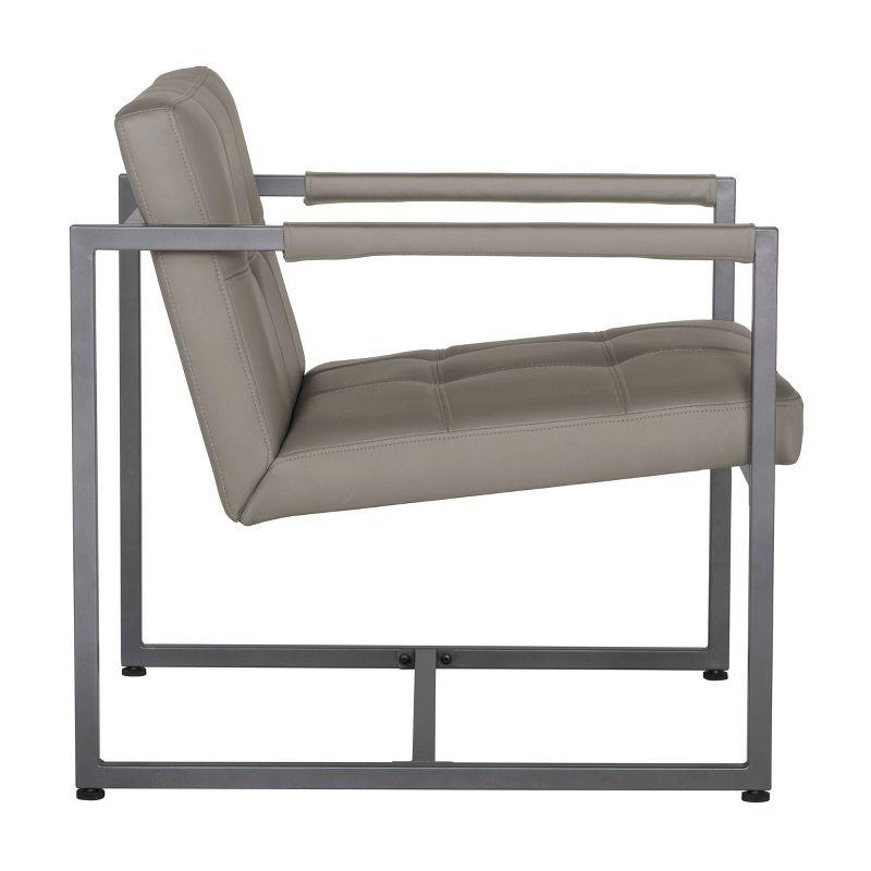 studio designs Camber Mid Century Modern Small Living Room Accent Chair Blended Leather and Metal Frame Pewter Gray/Mushroom