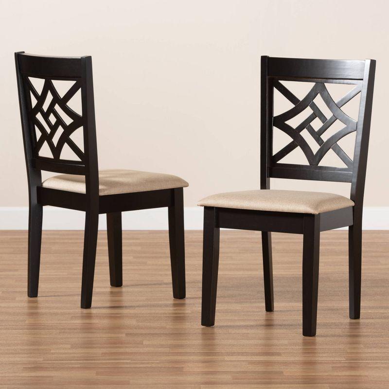 2pc Nicolette Fabric and Wood Dining Chairs Set - Baxton Studio