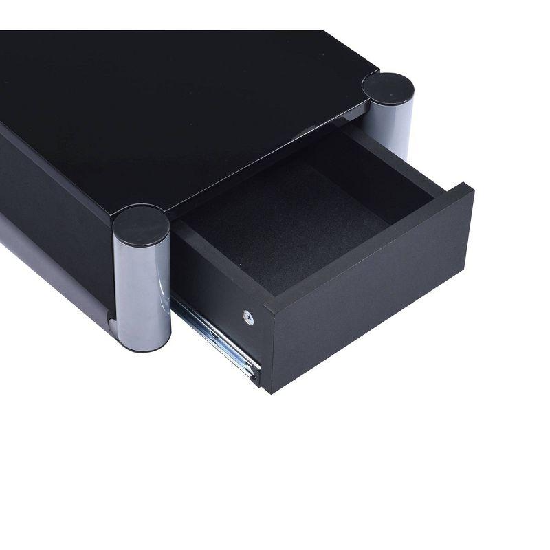 Proman Products Symphony TV Stand for TVs up to 75" Silver/Black: Mid-Century Modern, Metal Frame, Casters/Wheels, Drawer Storage