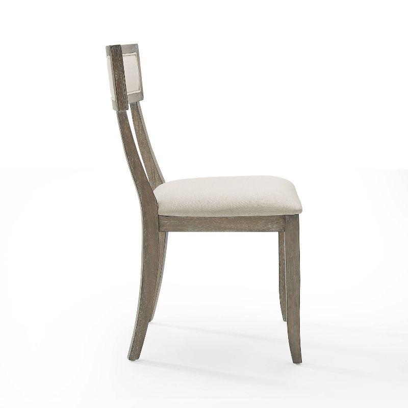 Crosley Set of 2 Alessia Dining Chairs Rustic Gray Wash: Upholstered, Rubberwood Legs, Foam Padded