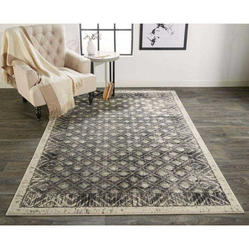 Reversible Ivory Diamond Synthetic Area Rug 5'3" x 7'6"