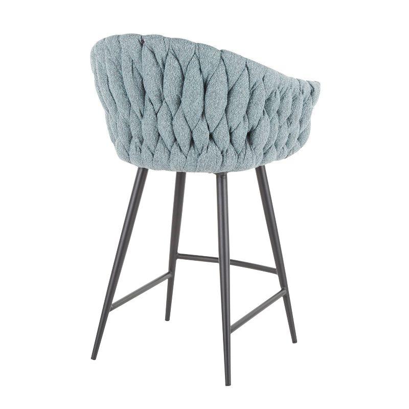 Sleek 23'' Contemporary Blue and Gray Braided Fabric Counter Stool