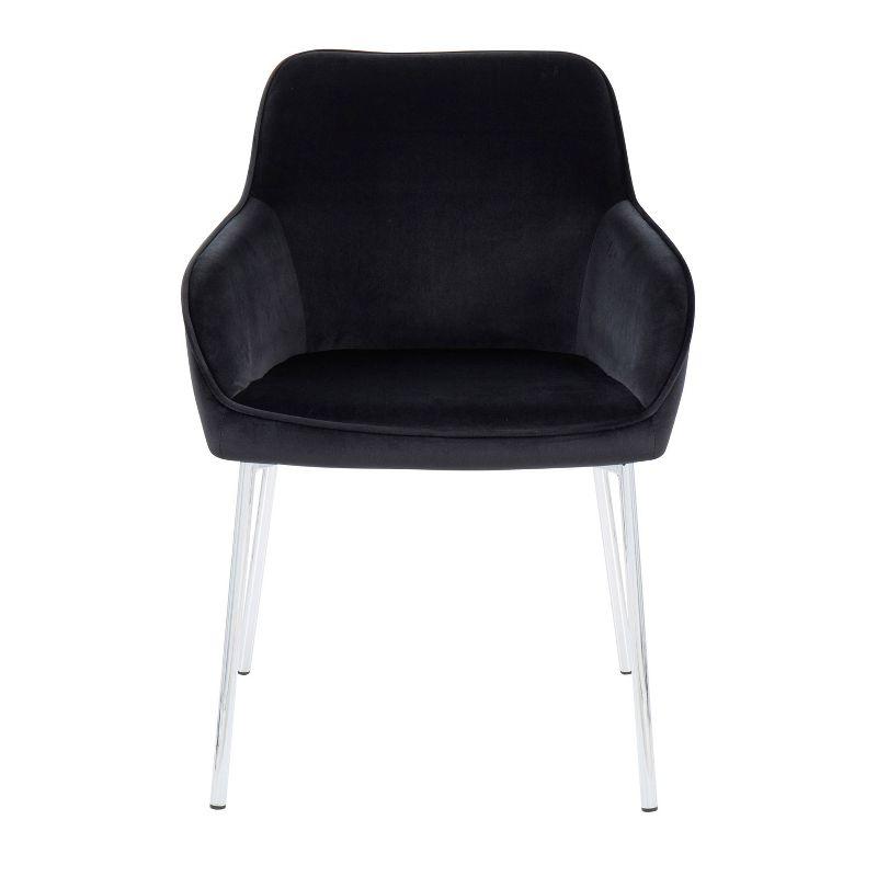 Daniella 24" Black Velvet and Chrome Steel Upholstered Dining Chairs