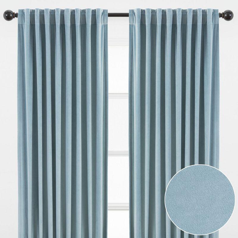 Chanasya 2pk Solid Velvet Room Darkening Window Curtain Panels - Set of 2 - 52 x 63 Inches Long - Slate Blue