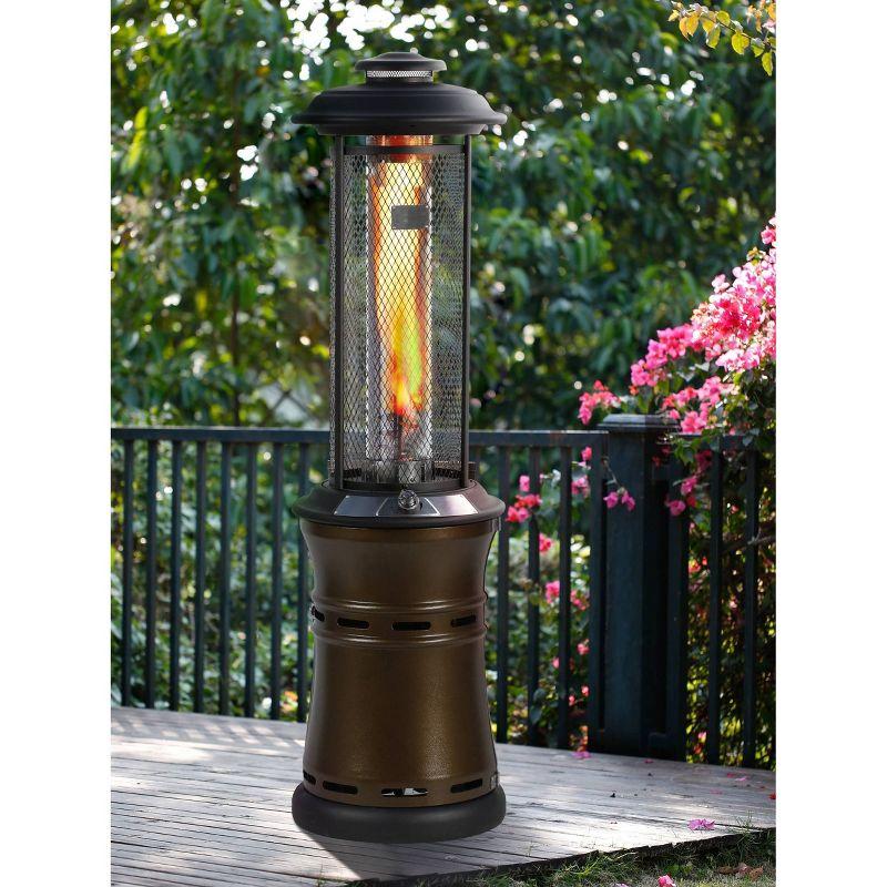 Heatmaxx 36000 BTU Gas Floor Standing Dancing Flame Outdoor Patio Portable Heater Bronze