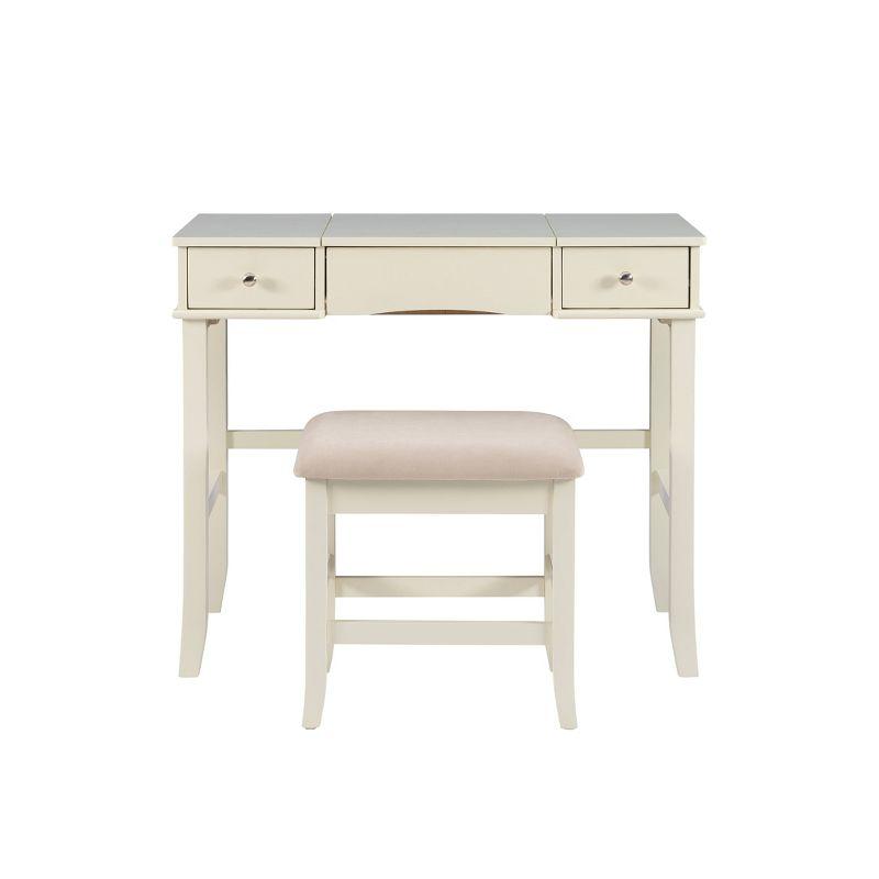 Jackson Traditional Wood Flip-up Mirror Vanity with Stool, Nickel Hardware - Linon