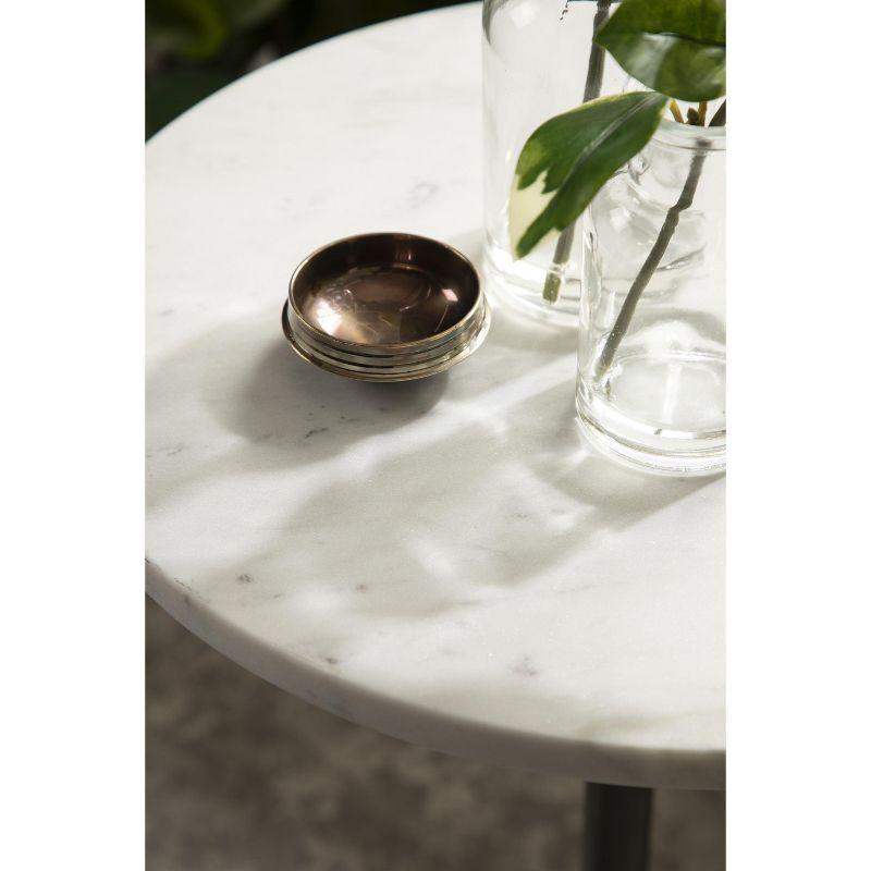 Kate and Laurel Tira Round Metal Side Table, 14x14x24, Pewter and White