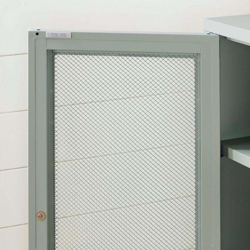 South Shore 40" Decorative Storage Cabinet Sage Green: Metal Frame, 3 Shelves, Anti-Tip Hardware