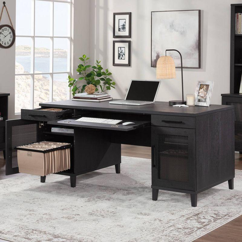 Raven Oak Executive Desk with Drawers and Keyboard Tray