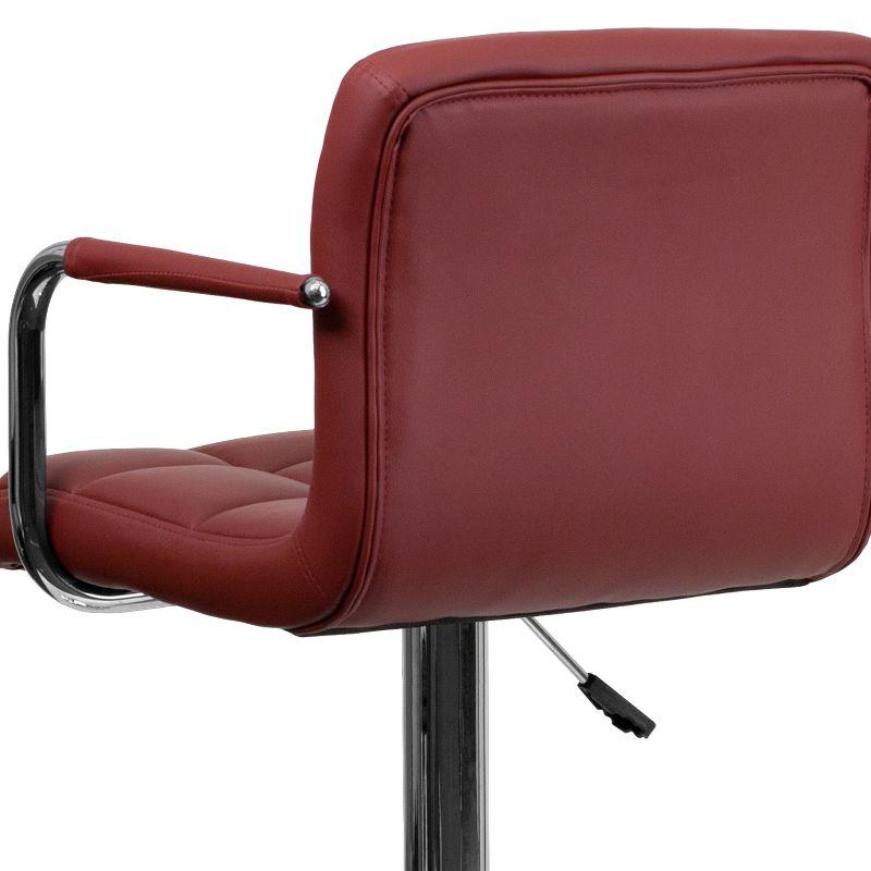 Flash Furniture Contemporary Quilted Vinyl Adjustable Height Barstool with Arms and Chrome Base