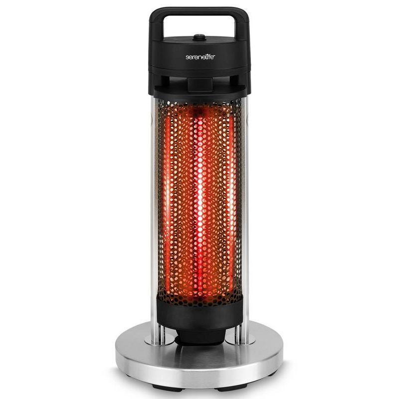 SereneLife 900W Black and Stainless Steel Electric Patio Heater