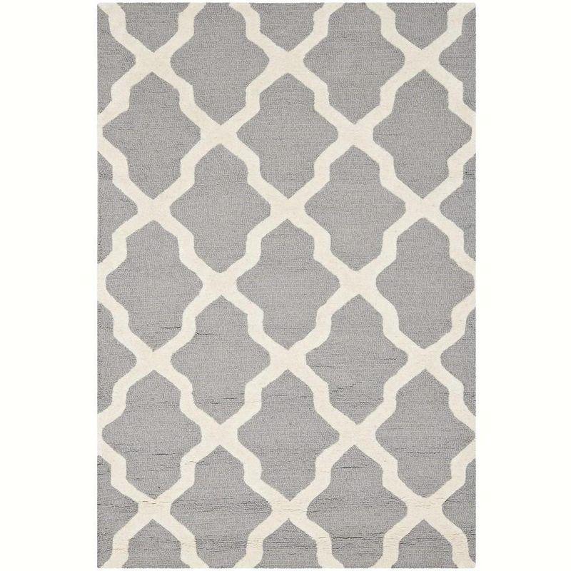 Ivory and Silver Hand-Tufted Wool Area Rug, 3' x 5'