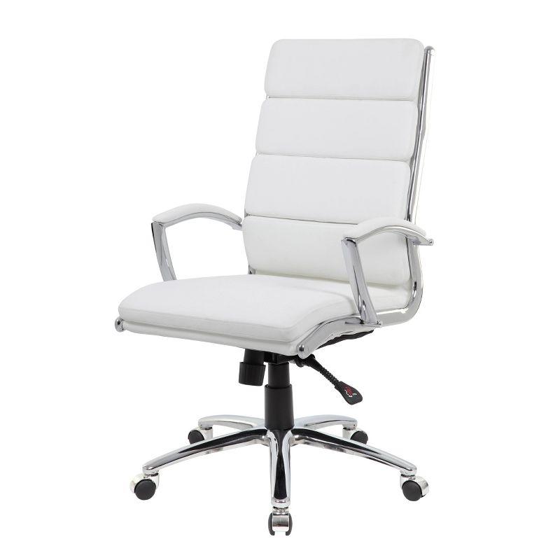 Elegant White CaressoftPlus Executive Chair with Chrome Base