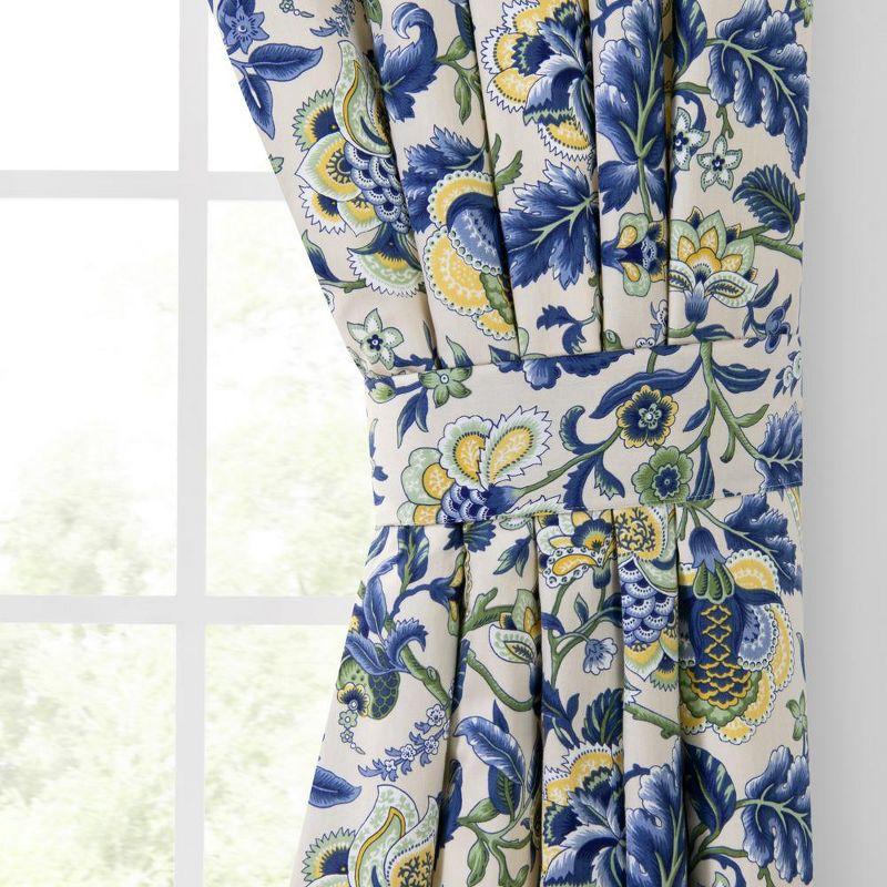Ellis Curtain Regency 3" Rod Pocket Curtain Panel Pair with Tiebacks 96" x 84" Blue