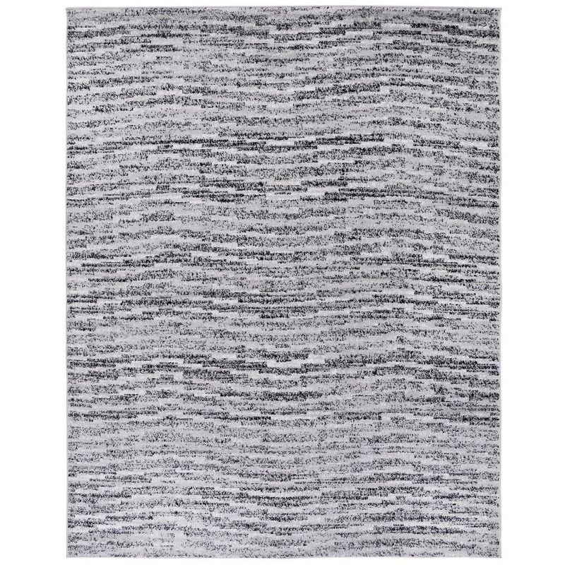 Reversible Black Stripe Synthetic 8' x 10' Rectangular Rug