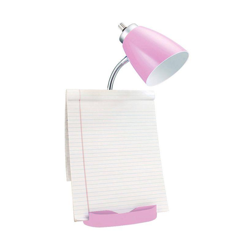 Creekwood Home Sleek Essentials 18.5" Flexible Desk Lamp with Charging Outlet and Storage Pink