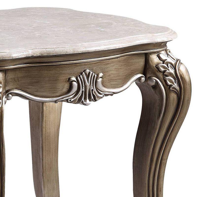 Acme Furniture 28" Elozzol Accent Table Marble & Antique Bronze Finish: Square, Wood Frame, Metal Glides, No Tools Assembly