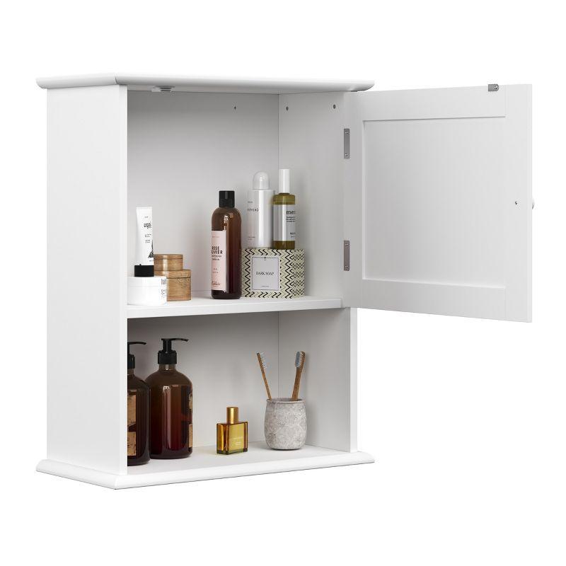 Wall-Mounted Storage Cabinet – Kitchen, Pantry, Laundry Room or Bathroom Organizer with Open Shelf – Bathroom Storage Furniture by Lavish Home (White)