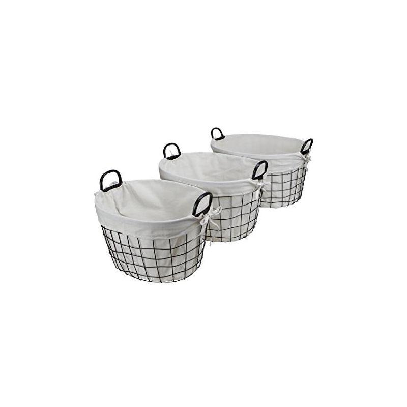 Cheung's Esker Set of 3 Lined Metal Wire Oval Baskets
