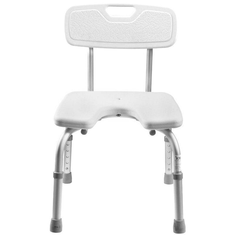 Adjustable White Plastic Bath Chair with Aluminum Frame