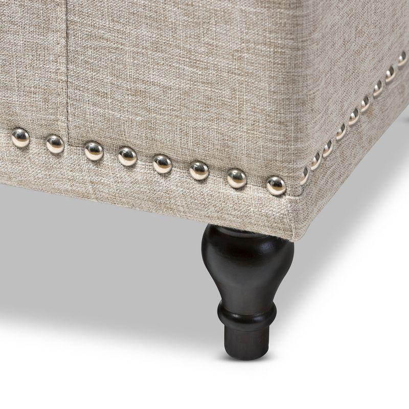 Kaylee Modern Classic Fabric Upholstered Button - Tufting Storage Ottoman Bench - Buff Beige - Baxton Studio
